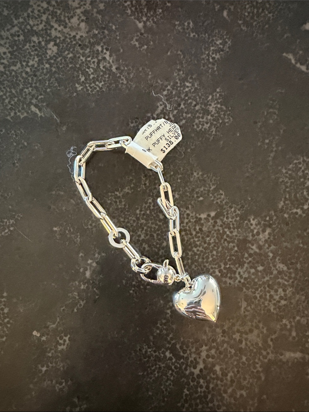 NWT Silver Heart Charm Chain Bracelet - 7” bracelet